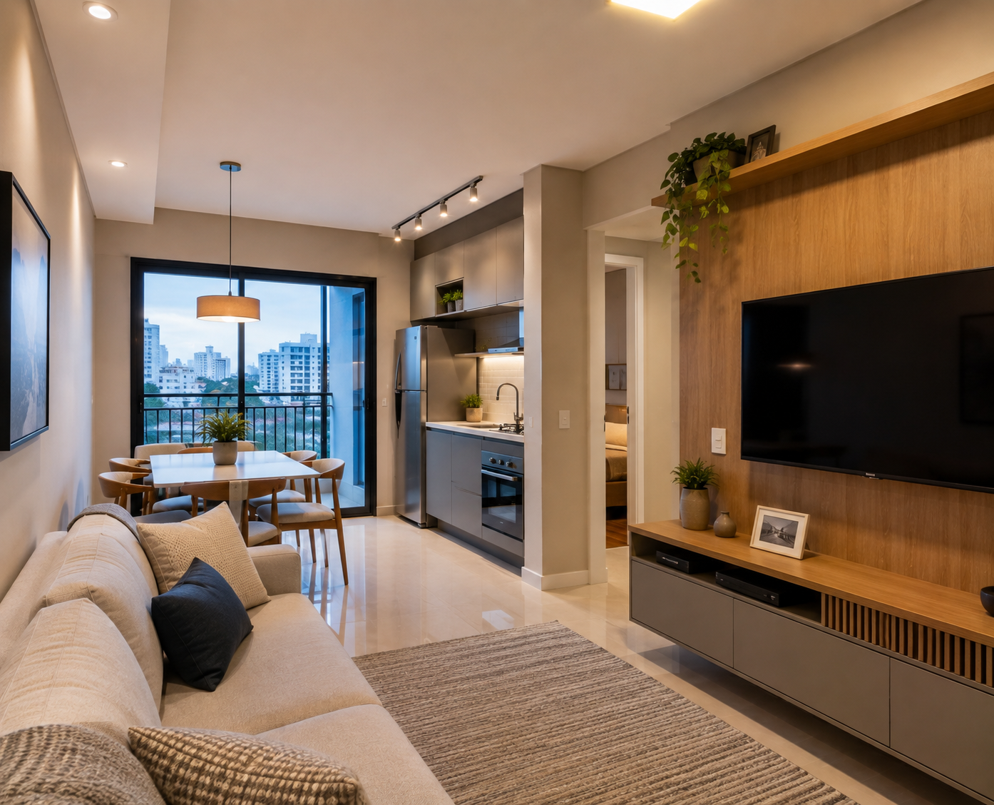 Apartamento Moderno com Sacada e Ambientes Integrados